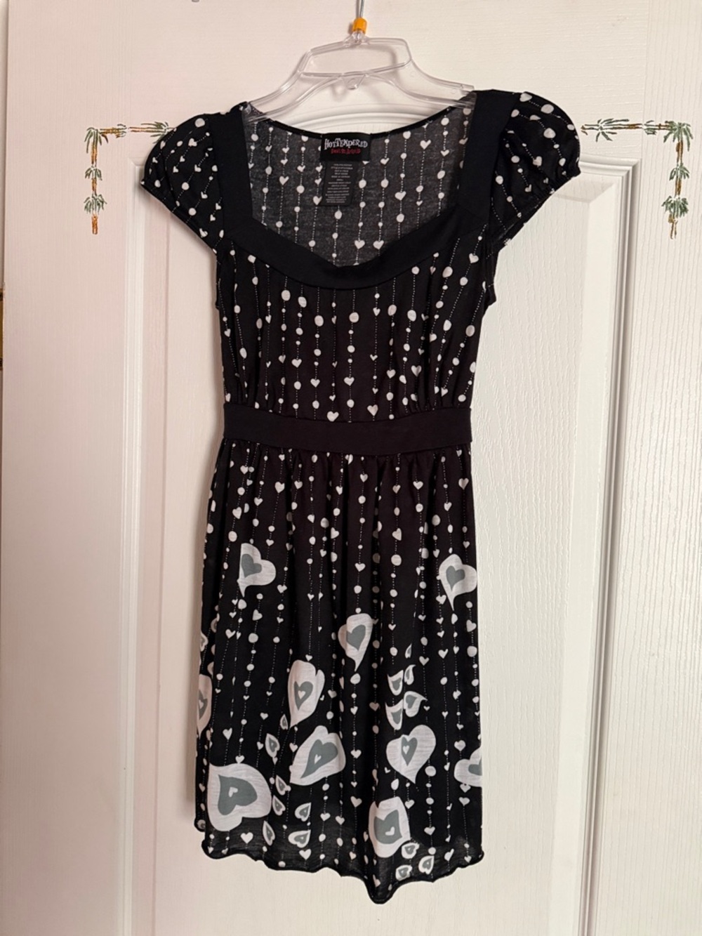 Black Heart Print Fit & Flare top